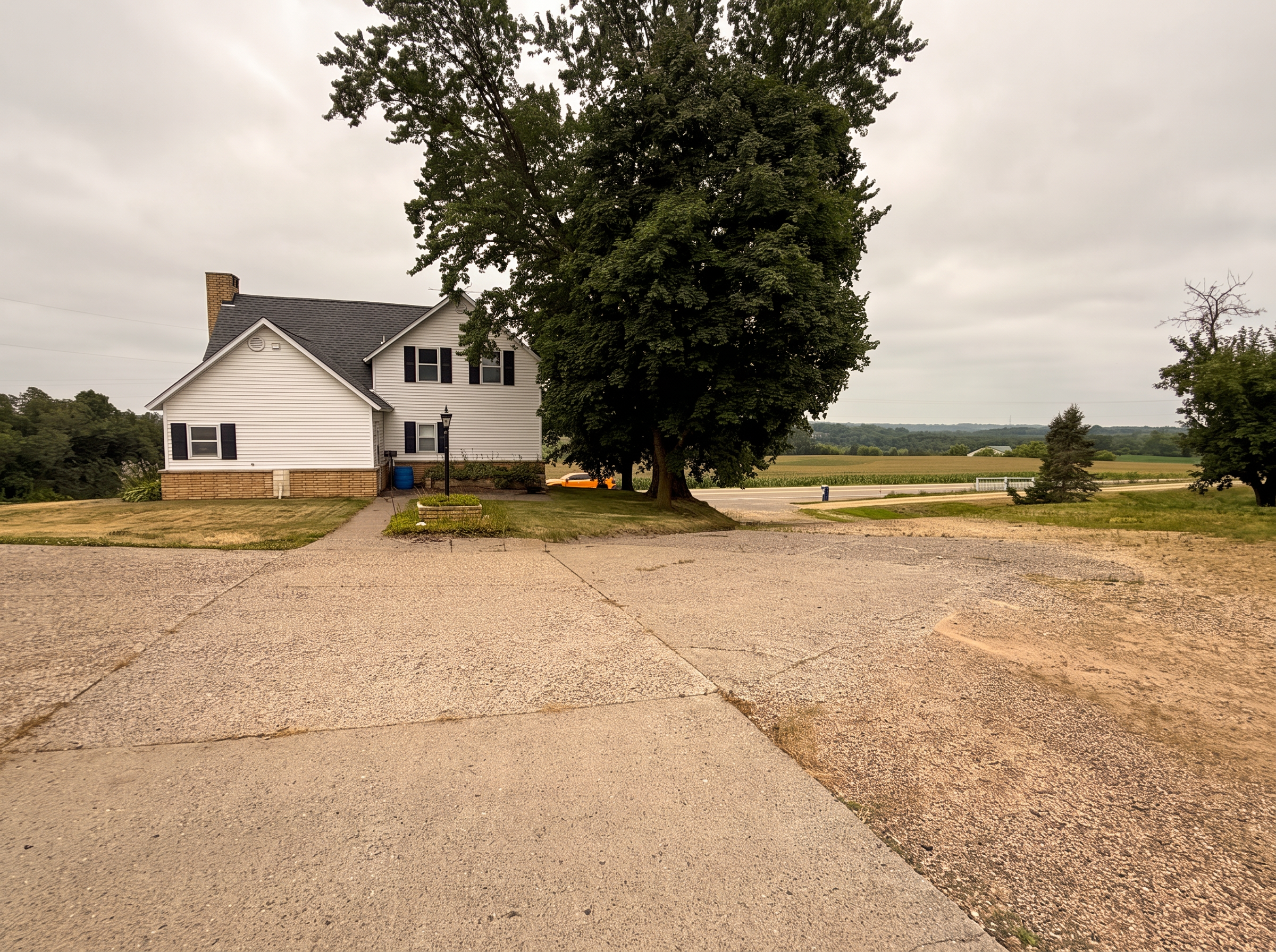 The farm lane and historic buildings at Luck of the Irish Farm